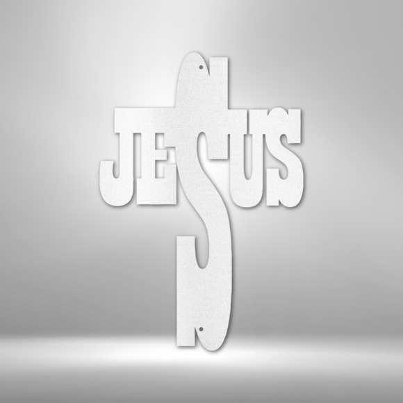 Scripture Sign Jesus Cross Steel Sign Laser Cut Powder Coated Home & Office Met